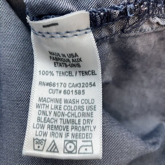 Cloth & Stone Anthropologie Blue High-Low Shortsleeve Tencel Top Shirt Sz S - Picture 3 of 5